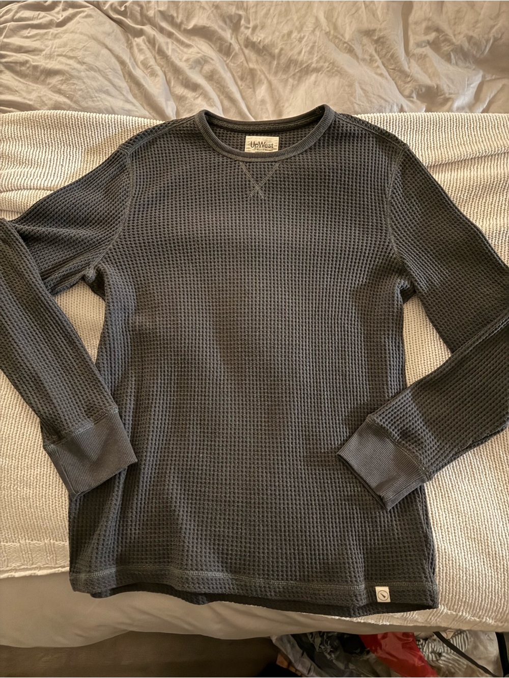 UpWest Men's Charcoal Waffle Knit Crewneck Sweater